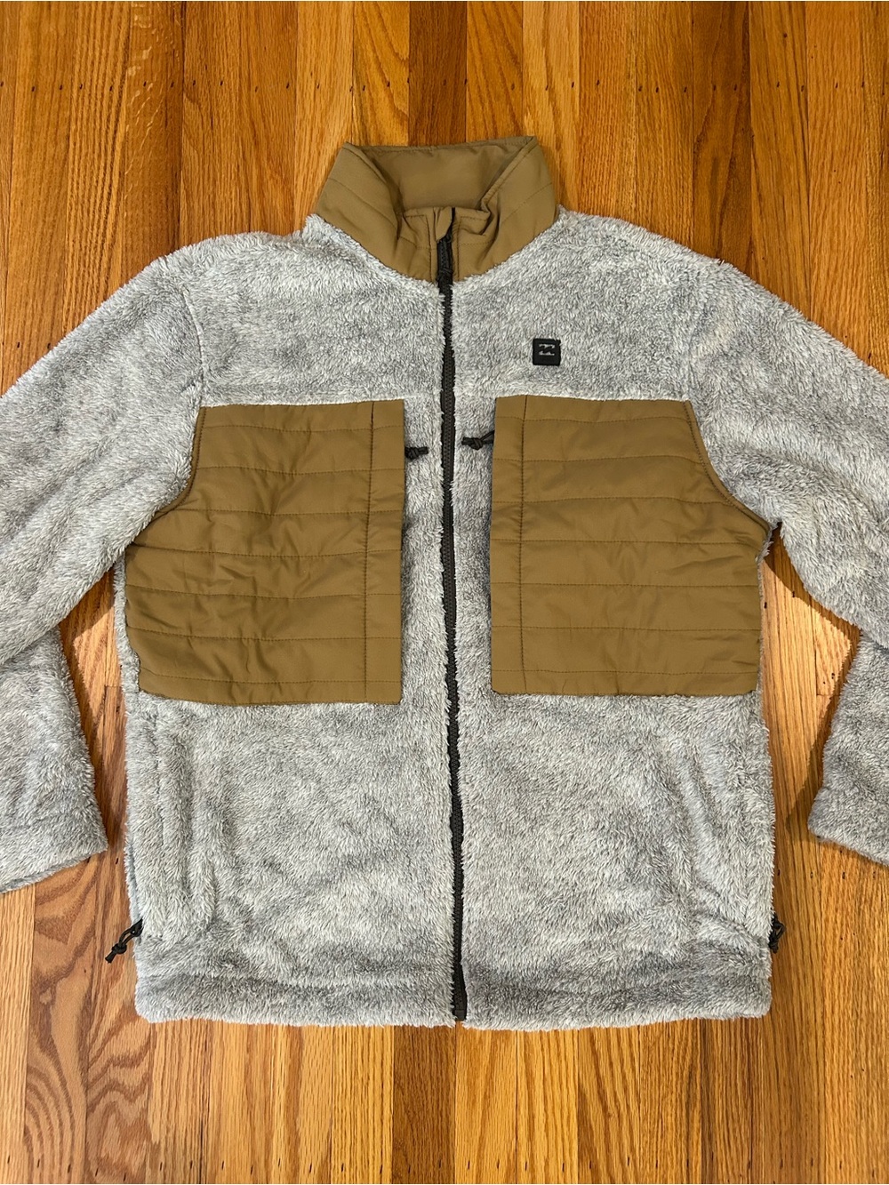 Billabong A/DIV Glacier Fleece Zip Jacket with Tan Quilted Chest Pockets SIZE M